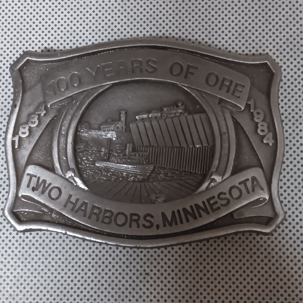 Two Harbors MN Belt Buckle 100 Years of Ore 1884 1984 Dart Limited Edition  #197